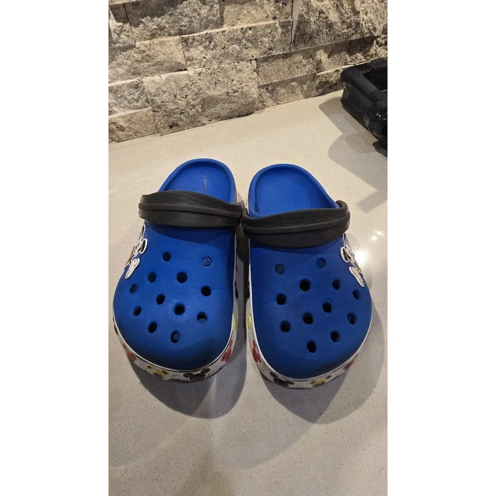 Disney Mickey Mouse Blue Crocs Kids Slip-On Garden Water Shoe Comfort Foam SZ J2